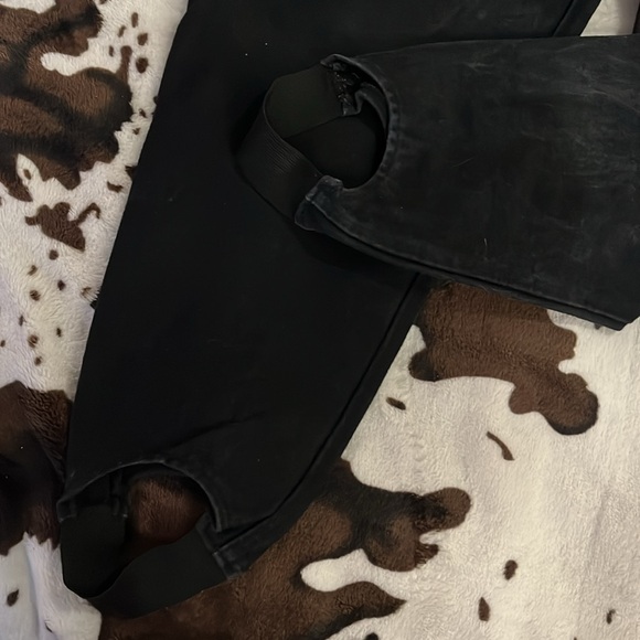 Black stirrup pants 16 flat front & back slim fit stretch retro 80s chic - Picture 3 of 5